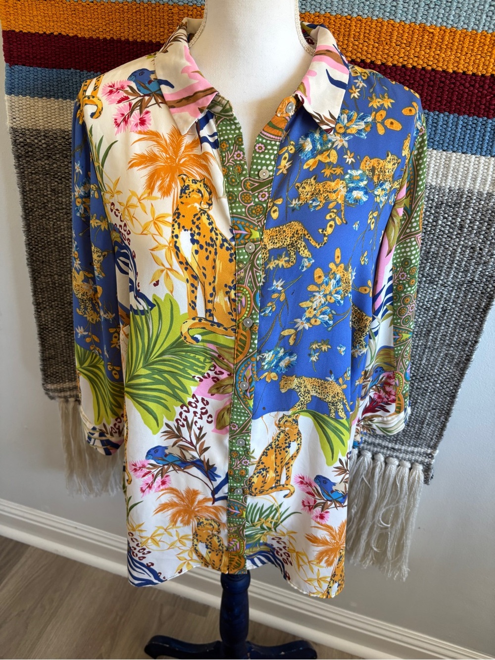 Rose & Olive Green Paisley Print Tiger Blouse